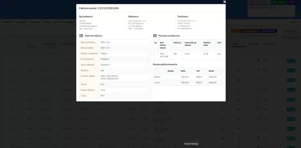 CRM z modułem faktur - szczegółowy widok pracy z dokumentami i filtrami